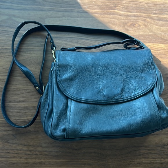 ☀️Vintage Joan Weisz Leather Black Cross body satchel bag gold hardware - Picture 6 of 12